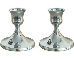 2 stuks Kandelaars - Kegelvormige kandelaars - Kaarsenstandaards - Vintage metalen kandelaars - Kaarsenstandaards - Decoratieve kandelaars - Geschikt voor tafeldecoratie, Halloween, bruiloften en woondecoratie - zilver
