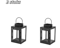 2 stuks - Kandelaars - Lantaarns - Theelichthouders - Hangend model - Minimalistische vintage metalen kandelaars - Geschikt voor eettafels, open haarden, bruiloften, Kerstmis - Kaarsen niet inbegrepen - Zwart