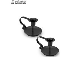 2 stuks - Kandelaars - Metalen conisch - Vintage stijl - Geschikt voor bruiloft, feestelijke en verjaardagsdiners bij kaarslicht - Kan worden gebruikt als decoratie op tafels en schoorsteenmantels - Kaarsen niet inbegrepen - Zwart