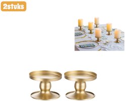 2 stuks - Kandelaars - Metalen kandelaars - Elegante kaarsenhouders - Theelichthouders - Woonaccessoires - Voor woonkamers en modelwoningen - Decoratieve kaarsenhouders - Goud