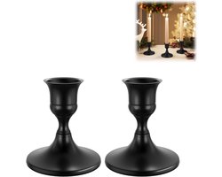 2 stuks - Kandelaars - Metalen kandelaars - Minimalistische stijl - Ideaal voor romantische tafels, bruiloftdecoraties, kaarsen - zwart