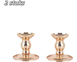 2 stuks - Kandelaars - Metalen staander - Europees vintage ontwerp - Ideaal voor bruiloften, feestelijke gelegenheden en verjaardagen - Geschikt voor op tafel of op de schoorsteenmantel - Kaarsen niet inbegrepen - Gouden afwerking