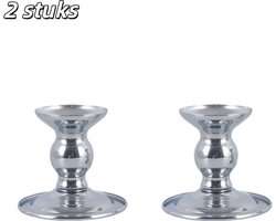 2 stuks - Kandelaars - Metalen staander - Europees vintage ontwerp - Ideaal voor bruiloften, feestelijke gelegenheden en verjaardagen - Geschikt voor op tafel of op de schoorsteenmantel - Kaarsen niet inbegrepen - Zilveren afwerking