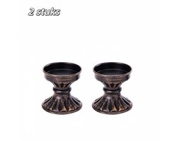 2 stuks - kandelaars - Vintage metalen kolomvorm - Mat oppervlak - Geschikt voor bruiloften, feestdagen en verjaardagsdiners bij kaarslicht - Kaarsen niet inbegrepen - Vintage