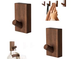 2 stuks - Kapstok haken hout - houten haak - massief houten haken - bruin - Walnoot - Jashaak - Wandhaak - Wandkapstok - Handdoekhaak - Haken - Multifunctionele haak