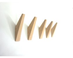2 stuks - kapstok haken - naturel - eiken - model "TUSK"