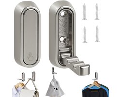 2 stuks kapstok - kledinghangerhaken - kledinghaak aan muur - handdoeken haakjes - inklapbare droogrek - inclusief montageschroeven - geschikt voor gebruik in slaapkamers, woonkamers en kantoren (7,4*2,4 cm - zilvergrijs)
