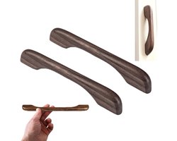 2 stuks - Kast met massief houten handvat - houten handvat - lange ladekasthandgreep - massief houten kasthandgreep - massief houtkleur - geschikt voor kasten deuren laden schoenenkasten kaptafels lange ladehandgrepen