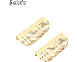 2 stuks - Kastgrepen - Messing kastgrepen - Geschikt voor ladekasten van kaptafels, randgrepen - Bladvormig - 64 koper geborstelde afwerking - Goud