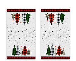 2-stuks Kersthanddoeken - Keukendoeken met kerstthema - Extra zacht en absorberend - Kerstboompatroon - 45 * 66 cm - Geschikt voor afwassen in de keuken, handen drogen in de badkamer en als decoratie voor thuis - Wit, rood, groen
