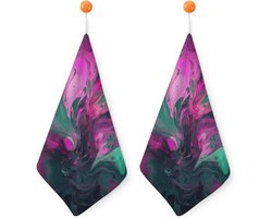 2 stuks keukendoeken set super absorberende theedoeken 30 x 30 cm multifunctionele vaatdoek paars en groen wervelingen handdoek microvezel reinigingsdoek voor kookplaat gerechten gootstenen
