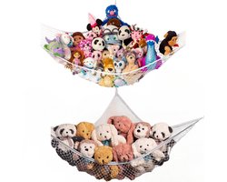 2 stuks - Kids Toy Storage Hammock - Large Plush Toy Net Hammock - Corner Hanging Storage - Plush Animal Storage Net - 70*47*47 Inches - White - Made of High Quality Fishing Net