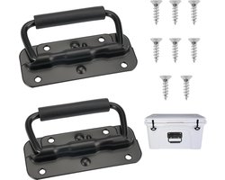 2 stuks klapgreep, geveerde kistgreep, handvat voor kisten, roestvrij staal, hardware dozen met geïsoleerde rubberen greepafdekking voor gereedschapskastdeur, 100 mm