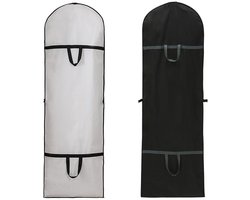 2 Stuks - Kledinghoes - Bruidsjaponhoes - Opbergtas - 180*60cm - Zwart, Wit - PEVA - Stofzak - Kledinghoes met Rits - Ademende Kleding Hoes - Kledingbescherming - Voor reizen en opbergen - Kledingtas - Voor pakken, Trouwjurken, jassen en jurken