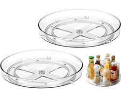 2 stuks koelkastorganizer - Draaibare organizer voor luie mensen - 360° draaibaar kruidenrek - Geschikt voor koelkasten, keukens, kasten en kaptafels - Transparant - 23,5 cm