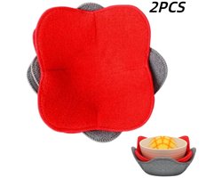 2 stuks-Komhoezen - Komhouders - Anti-verbrandingskomhouders - Placemats - Warmte-isolerende matten - Komhoezen voor de magnetron - Keukengereedschap - Geschikt voor isolatie - Anti-verbranding - Rood - Grijs - 18*18*8 cm