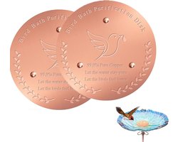 2 Stuks Koperen Schijf voor Vogelbad - 10cm - Vogelbad Reiniger - Vogelveiligheid - Voorkomt Algen - Koperen Decoratie - Houd het water schoon - Geschikt voor vogelbadjes en fonteinen in de buitenlucht - ronde