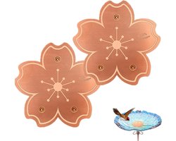 2 Stuks Koperen Schijf Voor Vogelbad - 10cm - Vogelbad Reiniger - Vogelveiligheid - Voorkomt Algen - Koperen Decoratie - Houd Het Water Schoon - Geschikt Voor Vogelbadjes En Fonteinen in De Buitenlucht - Bloemvorm