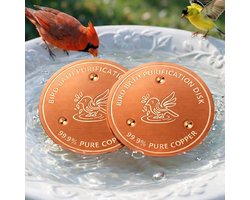 2 Stuks - Koperen Schijf voor Vogelbaden - 10cm - Vogelbad Reiniger - Natuurlijke Waterzuivering - Koperen Decoratie - Voorkomt Algen - Geschikt voor vogelbaden, waterschalen, vogelbaden op zonne-energie en fonteinen