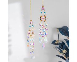 2 stuks - kristallen hangende ornamenten - kristallen zonnescherm - hangend zonnescherm - geschikt voor thuis slaapkamer balkon tuin kantoor - woondecoratie hanger - kristallen windgong