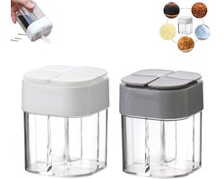 2 stuks - Kruidenpotjes - 4-in-1 kruidenpotjesset - Grijs - Wit - Barbecue en Camping - Geschikt voor gezinnen - restaurants - kamperen - reizen - barbecues en picknicks