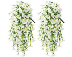2 Stuks kunstherfstbloemen - 75CM - Kunstplant - Hangplant Kunstplanten - Nep planten - Planten voor buiten - Nepplanten Kunst plant - Kunstbloemen - UV-bestendig - Nep herfsthangbloemen - Petunia's voor veranda, patio, tuin, balkon, herfstdecoratie