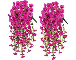 2 Stuks kunstherfstbloemen - 75CM - Kunstplant - Hangplant Kunstplanten - Nep planten - Planten voor buiten - Nepplanten Kunst plant - Kunstbloemen - UV-bestendig - Nep herfsthangbloemen - Petunia's voor veranda, patio, tuin, balkon, herfstdecoratie