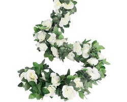 2 Stuks Kunstmatige rozenslinger - Slinger van nepzijden bloemen met groene planten - Hangende bloemenslinger voor bruiloften, thuis, kantoor en als decoratie voor een boog, 220 cm