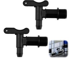 2 stuks Kunststof Afvoerkraan voor Regenton met Waterdichte Band - Waterkraan 3/4 inch Adapter voor gebruik in de Tuin en het Huishouden