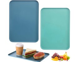 2 Stuks Kunststof Dienblad - Serveerblad - Dienblad - Serveerschaal - Keukendienblad - Plastic Dienblad - Klein Dienblad - Fast Food Dienblad - Horeca Dienbladen - 31*22.5cm - Rechthoekig - Voor Keuken, Eetkamer, Café, Bakkerij, Fastfood-Restaurant