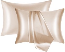 2 stuks - Kussensloop - Kussenhoezen - Satijnen Kussensloop - Decoratieve kussenslopen - Auto kussensloop - Kamer Decoratie - Huisdecoratie - voor de woonkamer, slaapkamer en bank - 51*66cm - gebroken wit - geen kussenkern