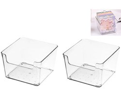2-stuks Lade-organizer - Bureau-organizer - Cosmetica-organizer - Keuken-organizer - 9,6 x 9,6 x 6,2 cm - Multifunctioneel - Ruimtebesparend - Geschikt voor bureaus, kaptafels, keukens, kledingkasten en keukenkastjes - Transparant