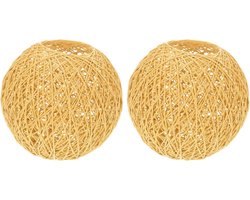 2 Stuks Lampenkap Sepak Takraw Deco - Bamboe Hanglamp - Rotan Ball - Kleine Geweven Hanger - Mini Gesimuleerde Kroonluchter - Bohemian Paper Lamp Case - Verlichting Decoratie