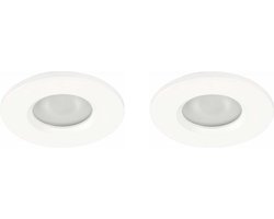 2 stuks LED inbouwspot badkamer * mat wit * waterdicht IP65 * incl. Philips GU10 LED lampen 2700K warm wit * dimbaar * overkapping * carport