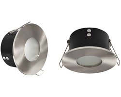 2 stuks LED inbouwspot badkamer * rond model * geborsteld metaal * waterdicht IP65, voor binnen en buiten * incl. Philips LED lampen 4.8W (50W) * dimbaar * 2700K deluxe warm wit * carport * overkapping * verlichting