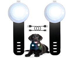 2 stuks LED Lampje voor Honden - Oplaadbaar & Waterdicht - Veiligheidslampje Hond - LED dierenlampje - Halsbandlicht - Halsband Voor Honden - Verstelbaar - Perfect Voor Huisdieren Nachtwandelingen, Buitenshuis