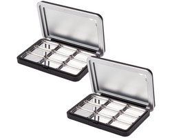 2 stuks leeg oogschaduwpalet - 9-grid blushpalet - lege blikken doos voor oogschaduw - opbergdoos voor oogschaduwpaletten - geschikt voor doe-het-zelf, reizen en make-up - geschikt voor poederblush - zilver, zwart