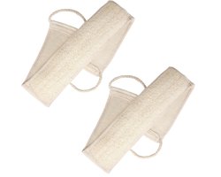 2 Stuks - Lichaamsborstel - Rug Scrubber - Massageborstel - Beige - 70*8cm - Natuurlijke Loofah Spons Rugborstel Douche - Wasborstel - Verbeterd voor Mannen en Vrouwen - Badkamer Accessoires - Scrubborstel