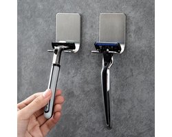 2 Stuks luxe wandhouder - scheermes - roestvrij staal - RVS scheermeshouder - zelfklevende scheermeshouder - badkamer scheermes houder - handdoek houder - badkamerhaak - wandhaak - zelfklevende haak - haakje