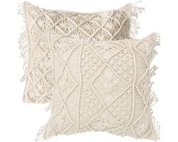 2 stuks macramé kussenhoezen, 45 x 45 cm, deze zijn 100% handgemaakt, boho, decoratieve kussenhoezen, op maat gemaakte decoratieve kussenkussens voor bank, lendenkussens, bedkussenlus, slaapkamer, kussens,
