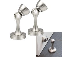 2 stuks - Magnetische deurvanger - Wandvloerstaand - Magnetische massieve metalen deurvanger - Voor thuiskantoor - Zilver - Roestvrij stalen deurvanger