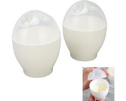 2 stuks - magnetron eierkoker - eierkoker - anti aanbak-ei- en roerei maken - voor instant ontbijt - PP plastic stoombekers - 6,5 x 9,5 cm - keukengereedschap - anti aanbaklaag - voor home kitchen​​ - wit