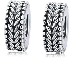 2 stuks massief 925 sterling zilveren kralen, rubber spacer kralen, focale ronde stopper kralen voor armband, European Story bedel, Sterling zilver
