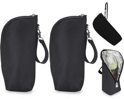 2 Stuks - Melkfles Warmhouder - Melkfles Tas - Thermotas - Isolatietas voor Babyfles - Draagbare Moedermelk Opslag - Fles Warmer Onderweg - 8x7x22 cm - Zwart