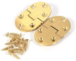 2 Stuks Messing Butler Lade Scharnier Ronde Rand 2-1/2 x 1-1/2 met Schroeven voor Tafel Flip Top en Vouwflap - Goudkleurig Scharnier voor Meubelprojecten