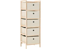2 stuks met 5 stoffen manden cederhout, beige, kantoorkast, kast voor woonkamer, slaapkamer, kantoor