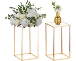 2 stuks metalen bloemenbodemvaas bloemenstandaard geometrische middenstukken vaas voor tafels, 40 cm hoog, gouden bloemenhouder voor thuis, party, bruiloft, decoratie