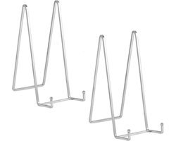 2 Stuks Metalen Bordenstandaard 25,6 cm – Grote Presentatiestandaard voor Bord, Fotolijst en Kookboek – Tafel Display – zilver
