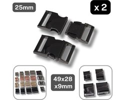 2 Stuks METALEN KLIKGESPEN/TASGESPEN, Binnenmaat 25MM, Kleur GUN METAL