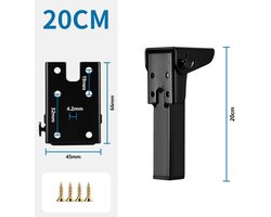 2 stuks meubelpoot set, tafelpoten, zwart metaal, metalen meubelpoot, versterkt draagvermogen, bankpoten, zwart, ijzeren tafelsteunen/bank, tv-kast poten, kaststeunen met schroeven, 20 cm